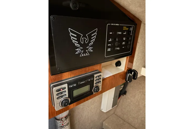 Slide: The Image of Control panel of a 2016 Formula 310 Bowrider boat with audio system. - 38