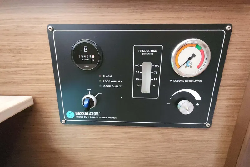 Slide: The Image of Control panel of a Dessalator water maker on a 2020 Lagoon 42 yacht. - 52