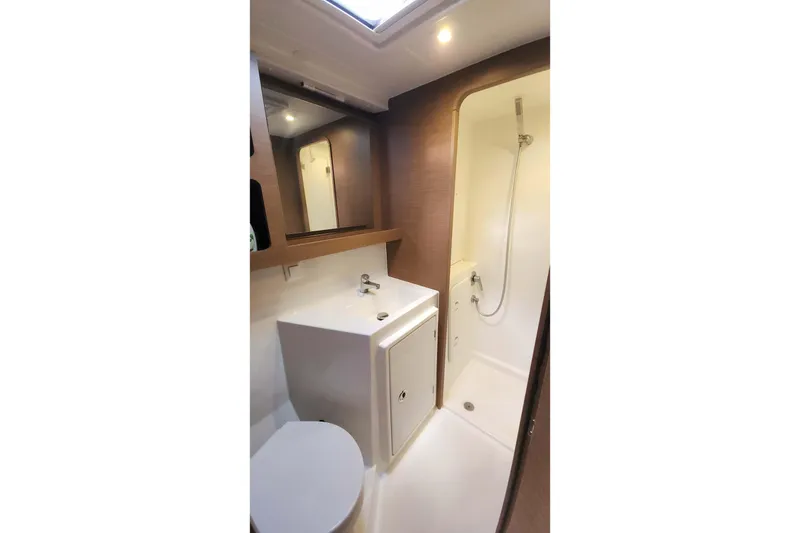 Slide: The Image of Modern bathroom in 2020 Lagoon 42 yacht with shower and sink. - 55