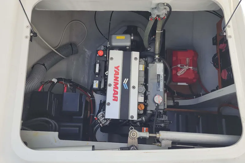 Slide: The Image of Engine compartment of a 2020 Lagoon 42 catamaran with Yanmar engine. - 59