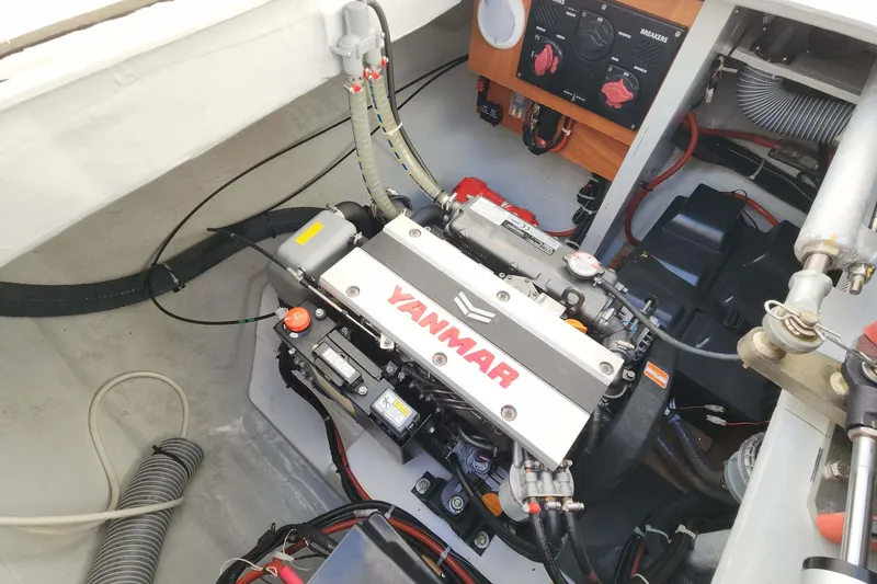 Slide: The Image of Engine compartment of a 2020 Lagoon 42 catamaran with Yanmar engine. - 60
