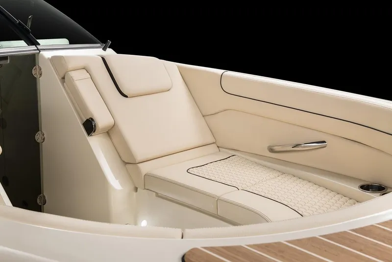 Slide: The Image of Manufacturer Provided Image: Luxurious interior of 2025 Chris-Craft Launch 28 GT boat with cream seating. - 11