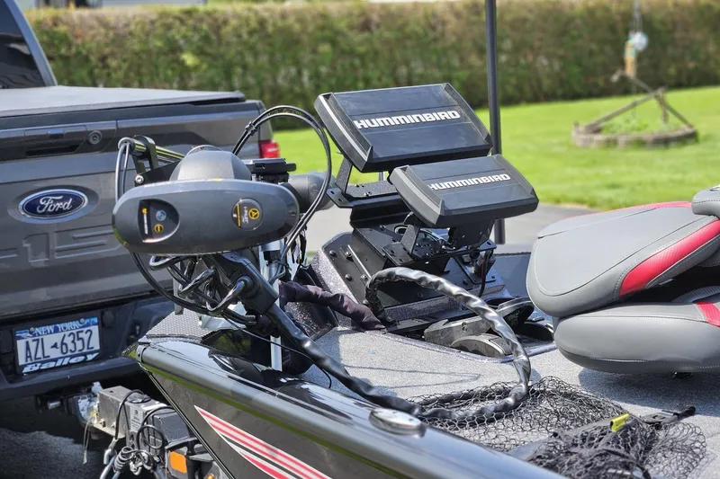 Slide: The Image of 2022 Ranger RT198P Fishing Package with Humminbird electronics and Ford truck in background. - 7
