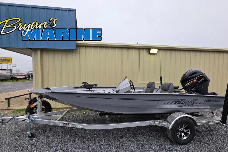 The Image of 2026 Xpress H17C Crappie boat on trailer at Bryan's Marine dealership. - 1