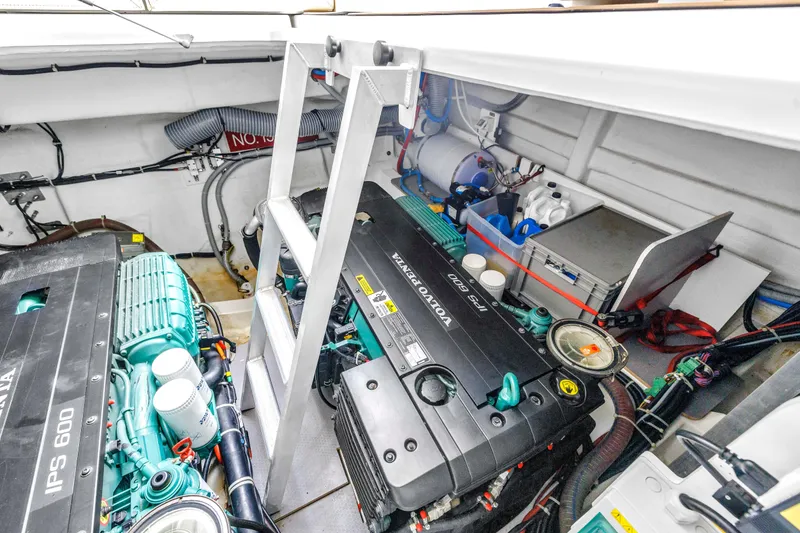 Slide: The Image of Engine room of 2019 Beneteau Gran Turismo 46 with Volvo Penta IPS 600 engines. - 60