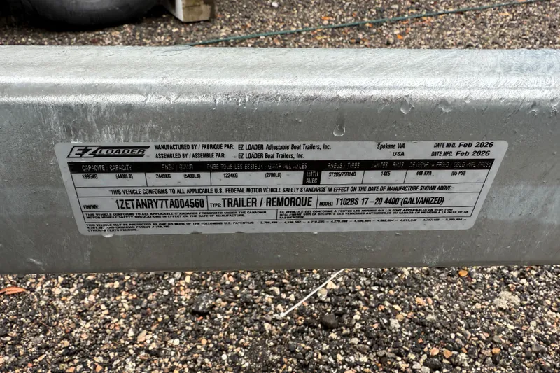 Slide: The Image of Label on EZ Loader trailer for 2007 Sea Pro SV1900CC Bay Boat. - 11