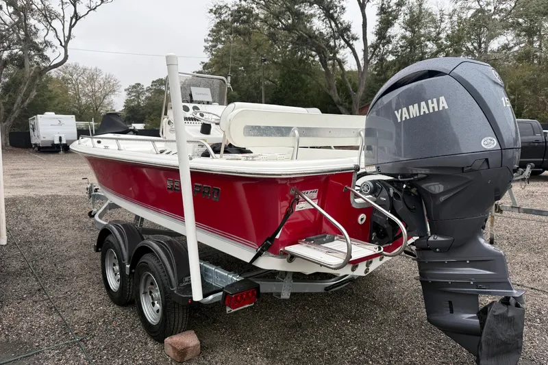 Slide: The Image of 2007 Sea Pro SV1900CC Bay Boat with Yamaha outboard motor on trailer. - 3