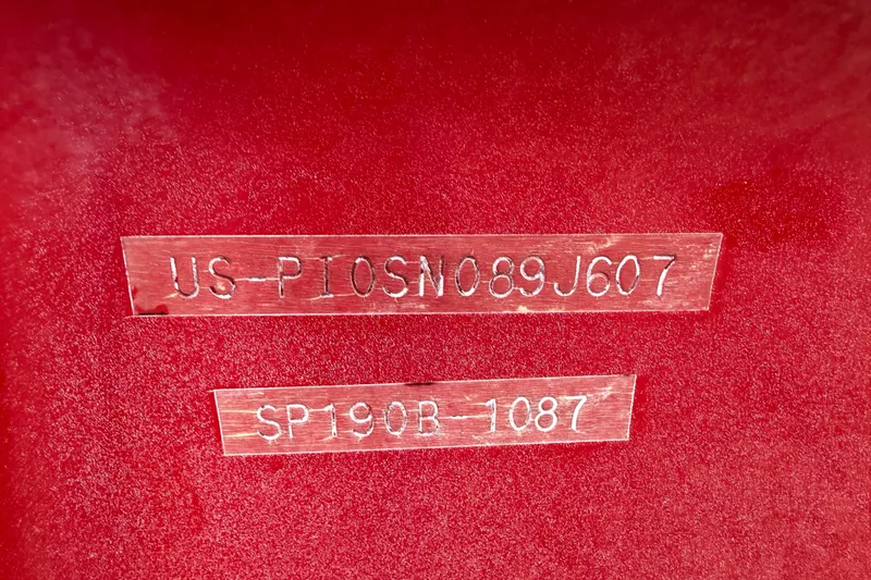 Slide: The Image of 2007 Sea Pro SV1900CC Bay Boat hull identification number on red surface. - 9