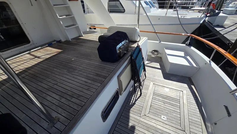 Slide: The Image of Deck of the 1987 DeFever 48 Tri Cabin yacht. - 5