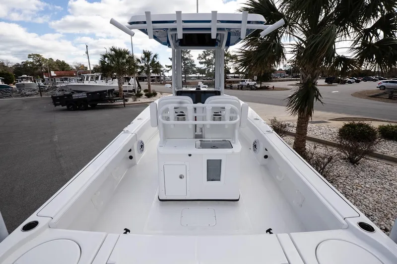 Slide: The Image of 2026 Blazer Bay Makaira 2800 boat with spacious deck and modern design. - 26