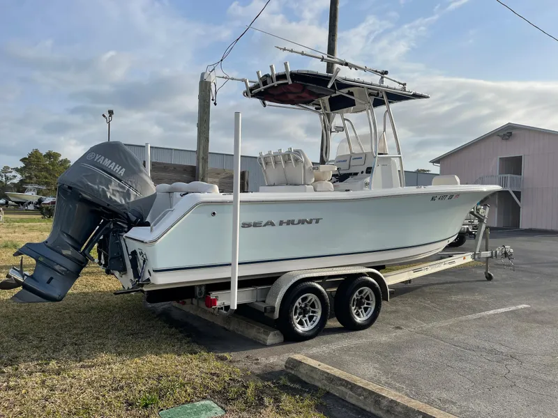 Slide: The Image of 2015 Sea Hunt Ultra 234 boat on trailer. - 5