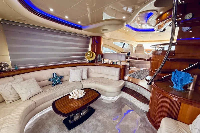 Slide: The Image of Luxurious bathroom in 2007 Azimut 68E yacht with dual sinks and elegant decor. - 55