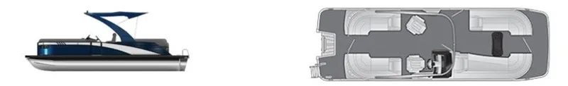 The Image of Bennington LXS SPORT 24 LXSFBA 2026 pontoon boat side and top view. - 1