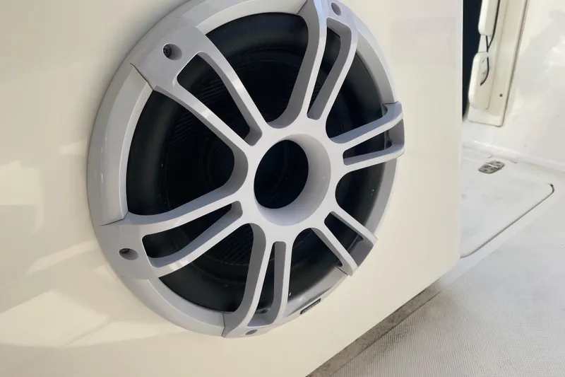 Slide: The Image of Close-up of a speaker on a 2015 Pursuit S 280 Sport boat. - 16