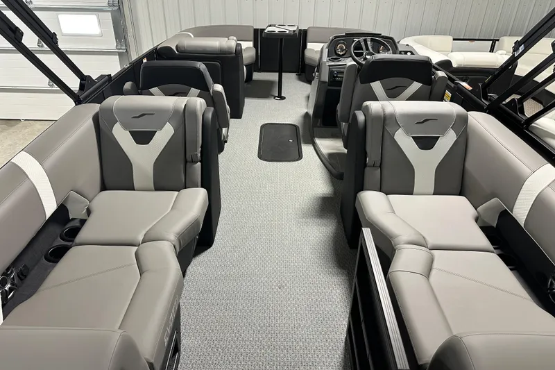 Slide: The Image of Interior of 2026 Evotti 521QL boat with luxurious seating and modern design. - 3