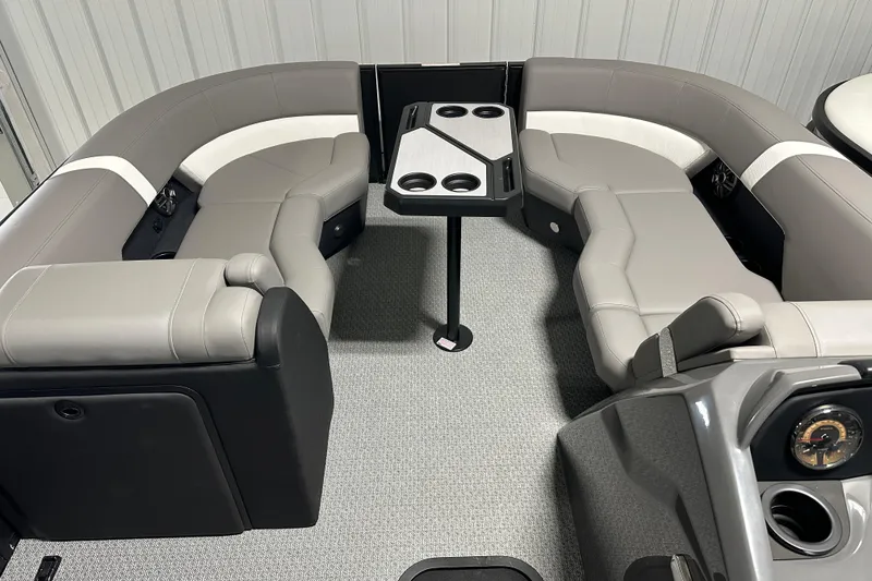 Slide: The Image of Luxurious interior of 2026 Evotti 521QL boat with plush seating and table. - 6