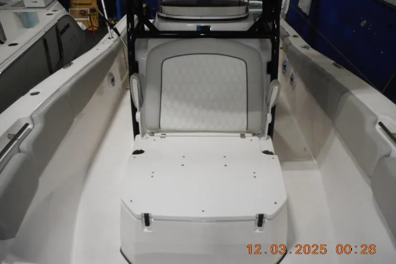 Slide: The Image of 2023 Sea Fox 288 Commander boat interior with seating and storage. - 25