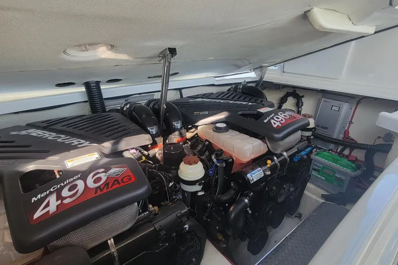 Slide: The Image of Engine compartment of a 2006 Formula 330 Sun Sport with MerCruiser 496 MAG engines. - 27