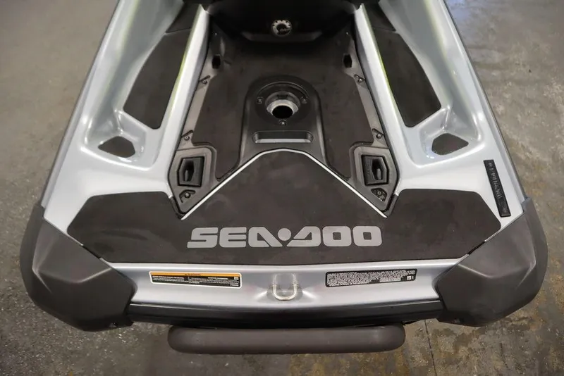 Slide: The Image of 2021 Sea-Doo GTI SE 170 rear deck, showcasing brand logo and design details. - 19