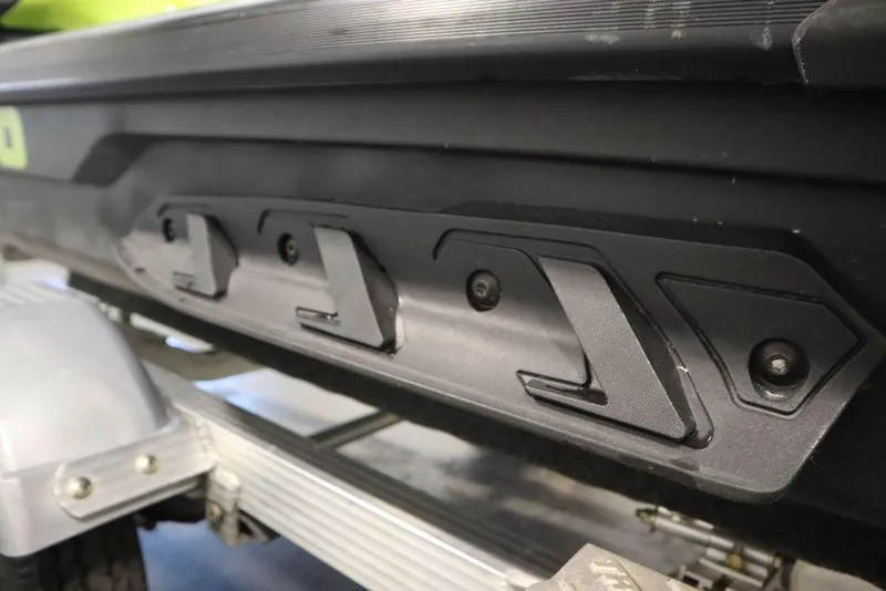 Slide: The Image of Close-up of 2021 Sea-Doo GTI SE 170 hull detail on trailer. - 22