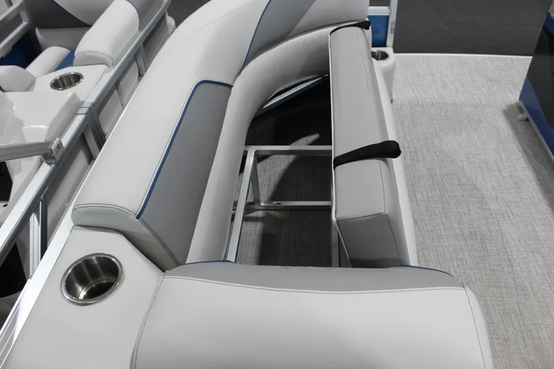 Slide: The Image of Luxurious seating on 2026 Avalon 2385 25 Venture 85 VRB pontoon boat with cup holders. - 3
