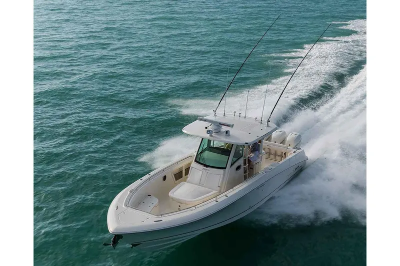 Slide: The Image of Manufacturer Provided Image: 2018 Boston Whaler 350 Outrage cruising on open water. - 39