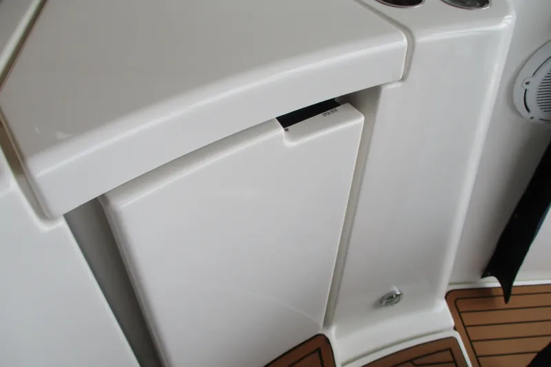 Slide: The Image of 2008 Tiara Yachts 3900 Sovran interior detail with sleek white cabinetry and wood flooring. - 22