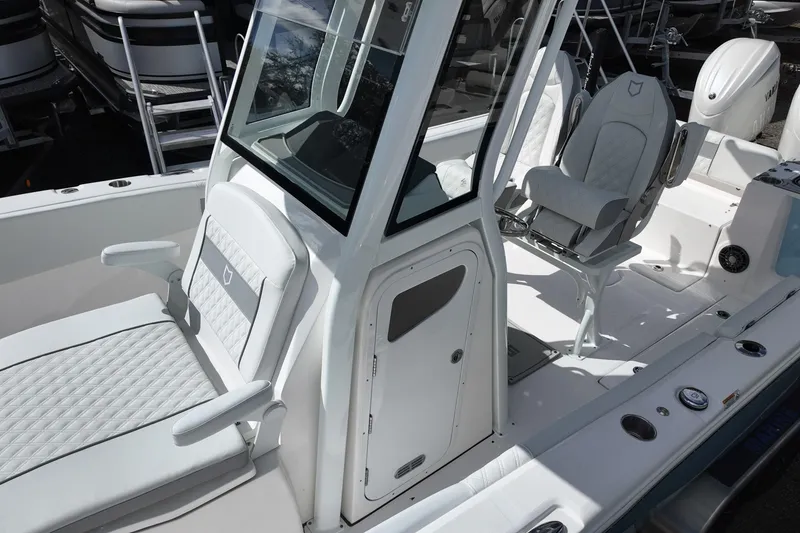 Slide: The Image of 2026 Sea Fox 268 Commander boat interior with modern seating and sleek design. - 9