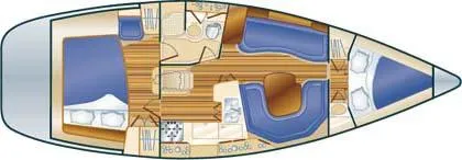 Slide: The Image of Floor plan of the 2004 Hunter 386 yacht. - 5