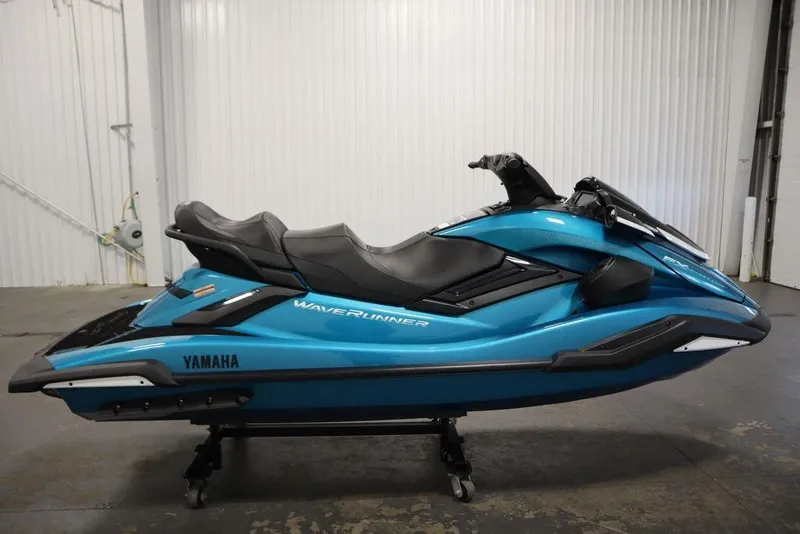 Slide: The Image of 2025 Yamaha WaveRunner FX Cruiser SVHO in a showroom, side view. - 3