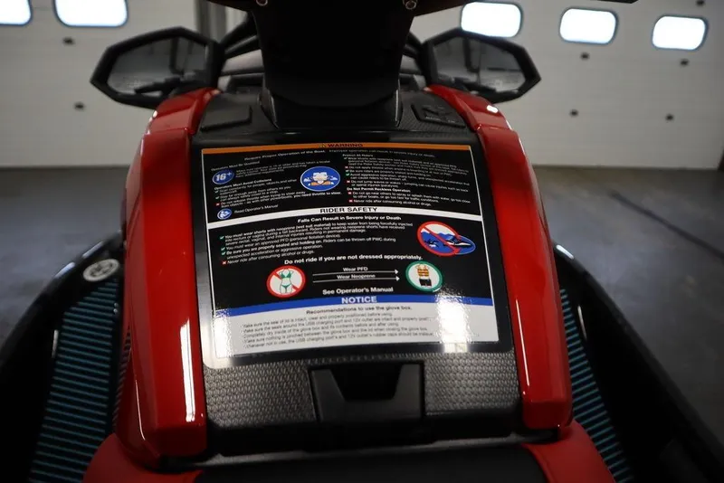 Slide: The Image of 2026 Yamaha WaveRunner VX Deluxe with safety instructions displayed on the dashboard. - 17