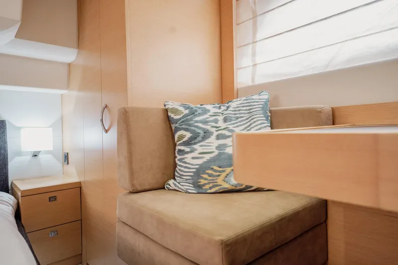 Slide: The Image of Luxurious interior of 2013 Prestige 500S yacht with modern decor and cozy seating. - 24