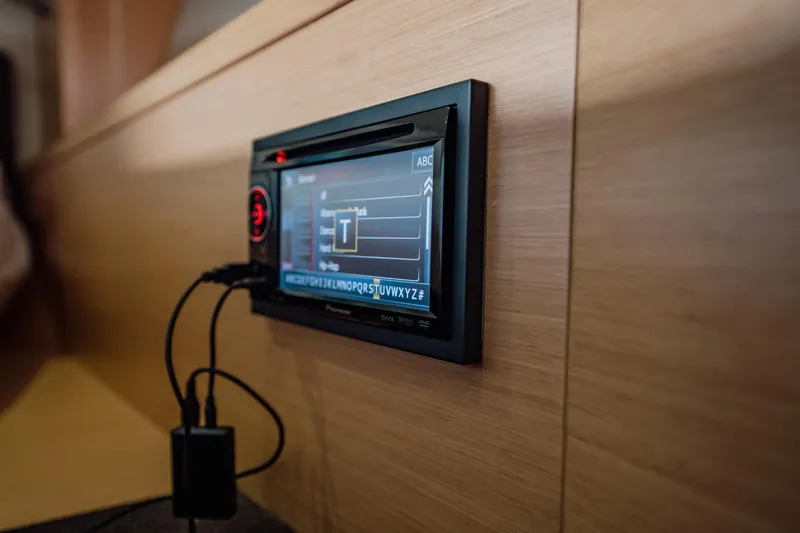 Slide: The Image of Touchscreen control panel in 2013 Prestige 500S yacht interior. - 63