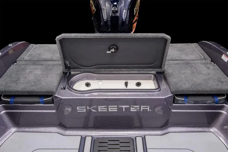 Slide: The Image of Manufacturer Provided Image: 2026 Skeeter Solera 189 boat with open storage compartment and visible branding. - 22