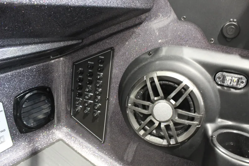 Slide: The Image of 2026 Skeeter Solera 189 boat interior with speaker and control panel. - 8