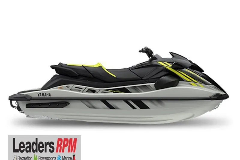 The Image of 2025 Yamaha WaveRunner GP HO jet ski, sleek design with black and yellow accents. - 0