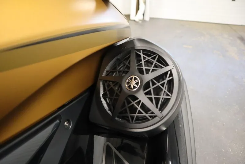 Slide: The Image of 2025 Yamaha WaveRunner FX Cruiser HO speaker detail, showcasing sleek design and branding. - 16