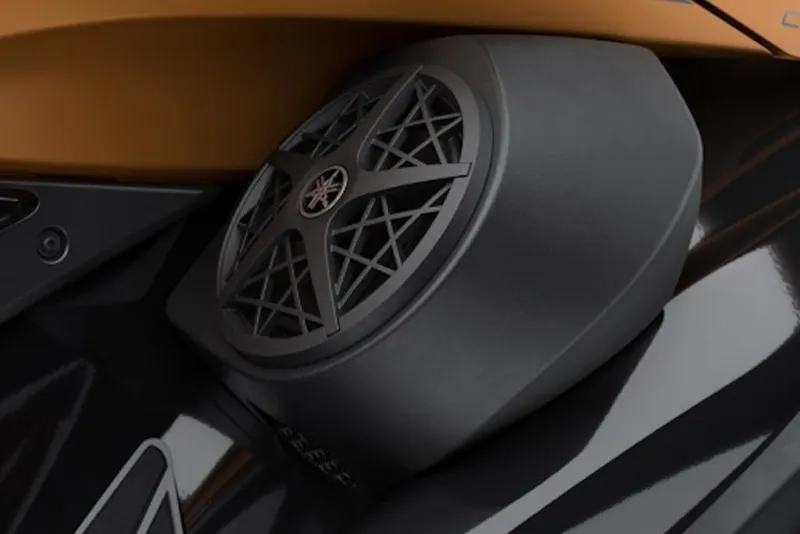 Slide: The Image of 2025 Yamaha WaveRunner FX Cruiser HO speaker detail, showcasing sleek design and advanced audio features. - 23