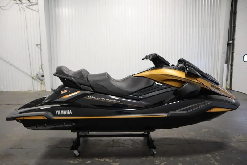 Slide: The Image of 2025 Yamaha WaveRunner FX Cruiser HO in a showroom, side view. - 6
