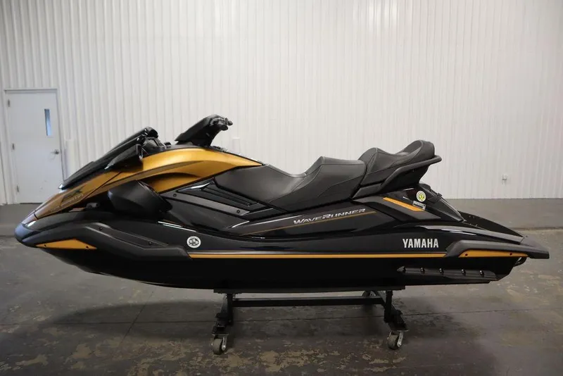 Slide: The Image of 2025 Yamaha WaveRunner FX Cruiser HO in a showroom, side view. - 9