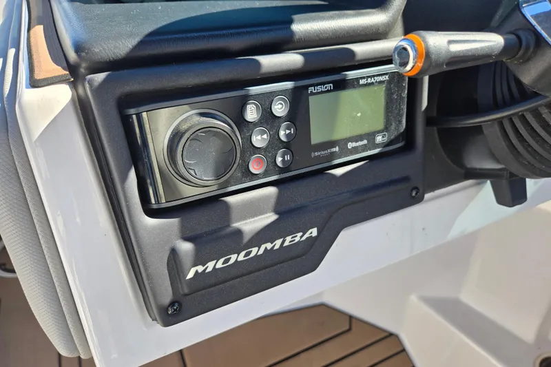 Slide: The Image of 2020 Moomba Helix boat dashboard with Fusion MS-RA70NSX stereo system. - 21