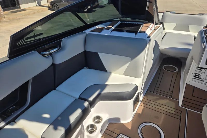 Slide: The Image of 2020 Moomba Helix boat interior with sleek seating and modern design. - 32