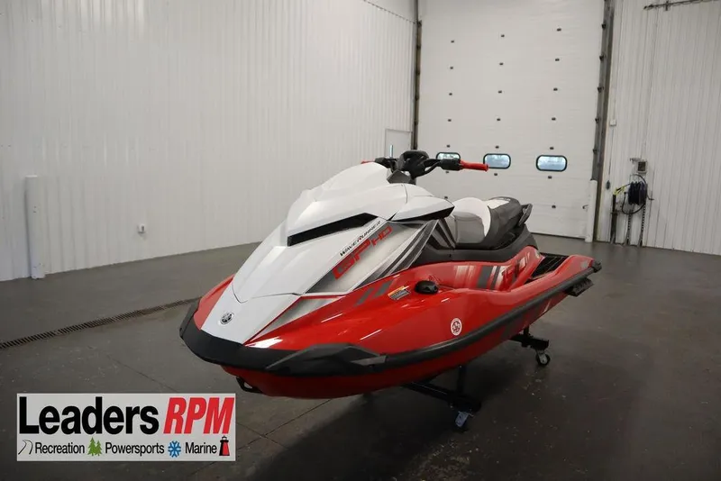The Image of 2025 Yamaha WaveRunner GP HO in showroom, red and white design, Leaders RPM logo. - 0