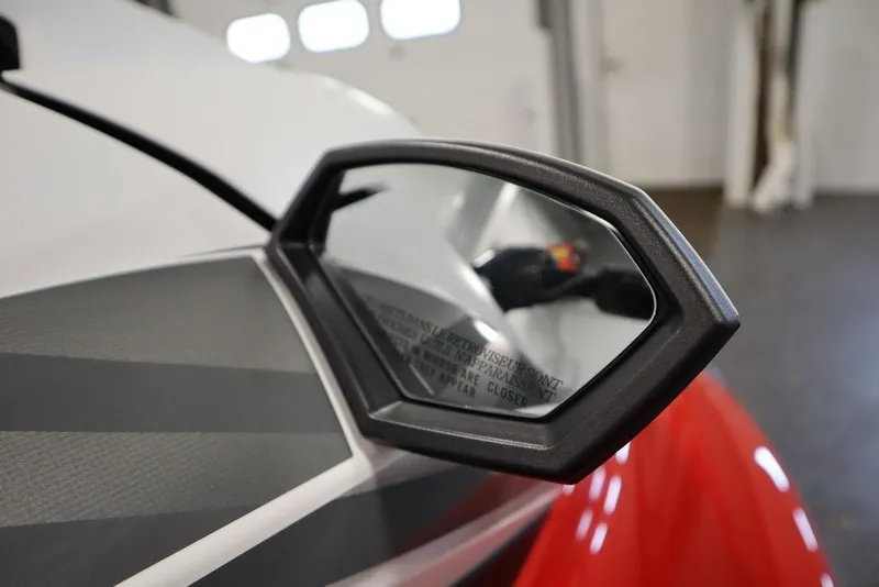 Slide: The Image of Close-up of 2025 Yamaha WaveRunner GP HO side mirror, showcasing sleek design. - 10