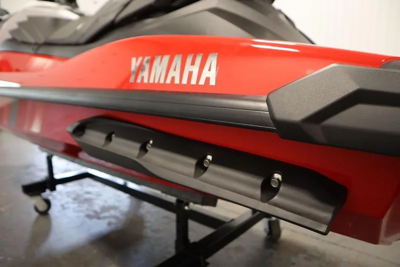 Slide: The Image of 2025 Yamaha WaveRunner GP HO in vibrant red, side view detail. - 22