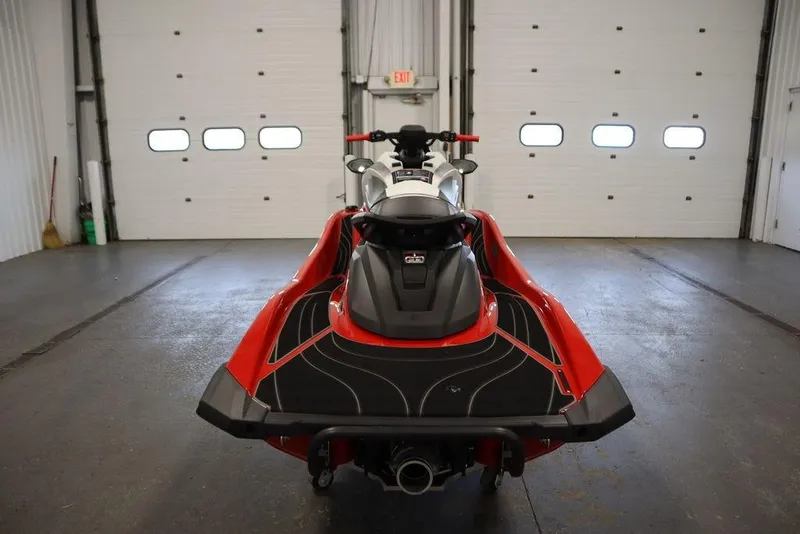 Slide: The Image of 2025 Yamaha WaveRunner GP HO in a garage, rear view showcasing sleek design. - 5