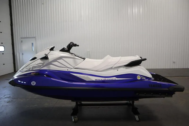 Slide: The Image of 2024 Yamaha WaveRunner GP SVHO in a showroom, featuring sleek design and vibrant colors. - 9