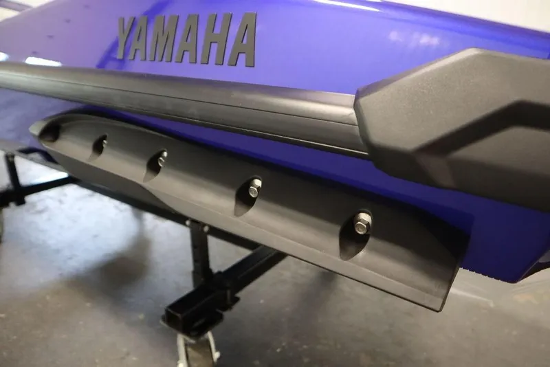 Slide: The Image of 2024 Yamaha WaveRunner GP SVHO, close-up of blue hull and black trim details. - 24