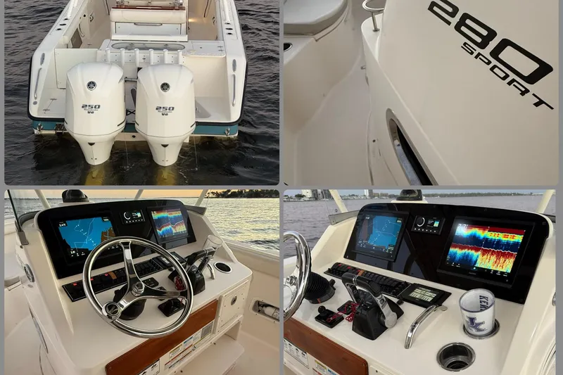 Slide: The Image of 2014 Pursuit S 280 Sport boat with dual engines and advanced navigation system. - 13