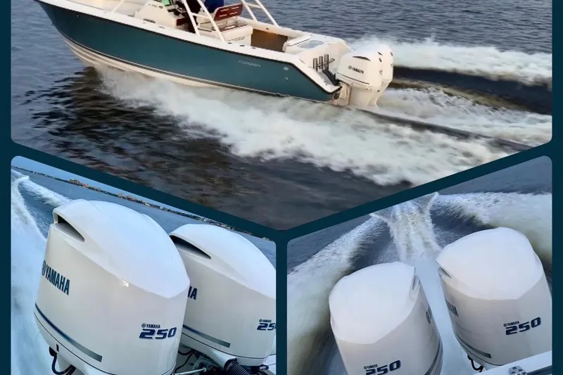 Slide: The Image of 2014 Pursuit S 280 Sport boat with Yamaha 250 engines on water. - 37